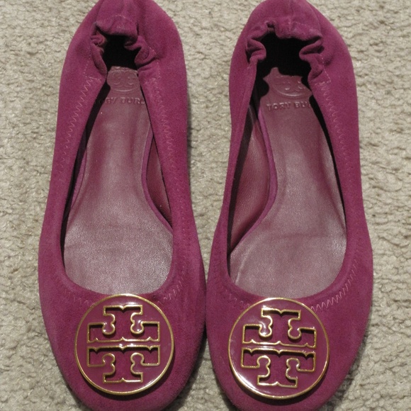 purple tory burch flats